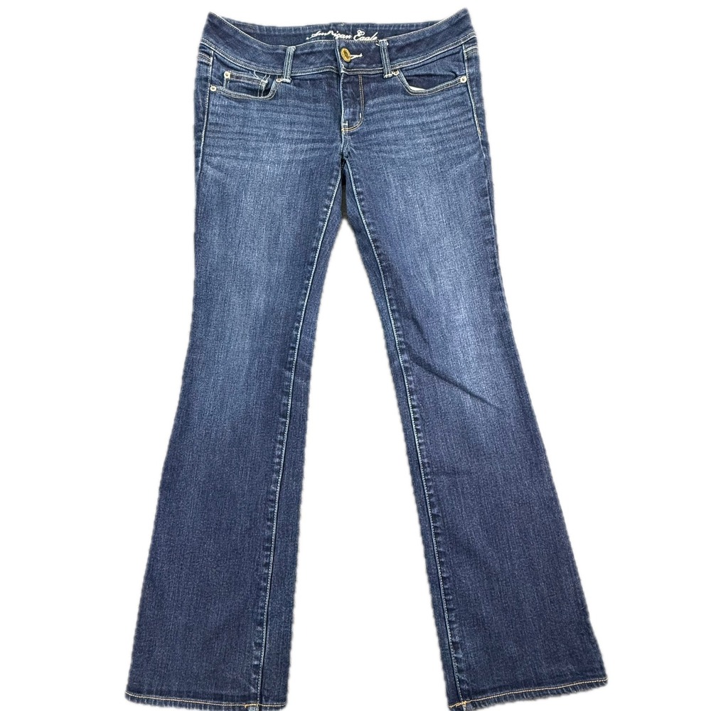 American Eagle Slim Boot Jeans Women 8 Blue Stretch Low Rise Denim